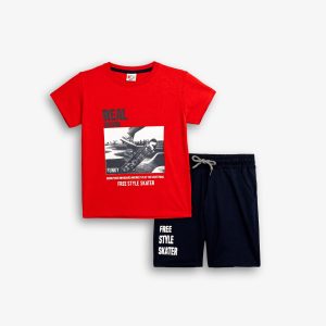 Σετ βαμβακερό κόκκινο Real-Better Funky-Kids