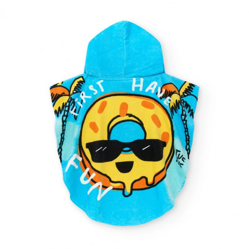 blue-poncho-towel-for-boys-with-donut-and-phrase-first-have-fun2
