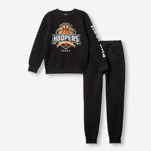 Φόρμα φούτερ Hoopers-basketball μαύρη Funky-kids