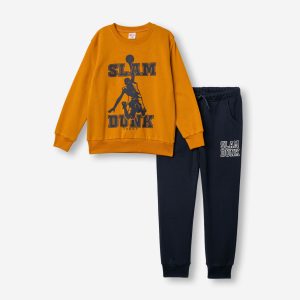 Φόρμα φούτερ SLAM DUNK μουσταρδί-μπλε Funky-Kids