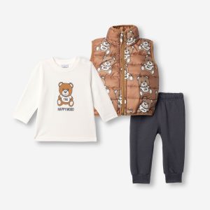 Σετ αγορι bebe-3τμχ-αρκουδάκι-καφέ-γκρι-Funky-Kids